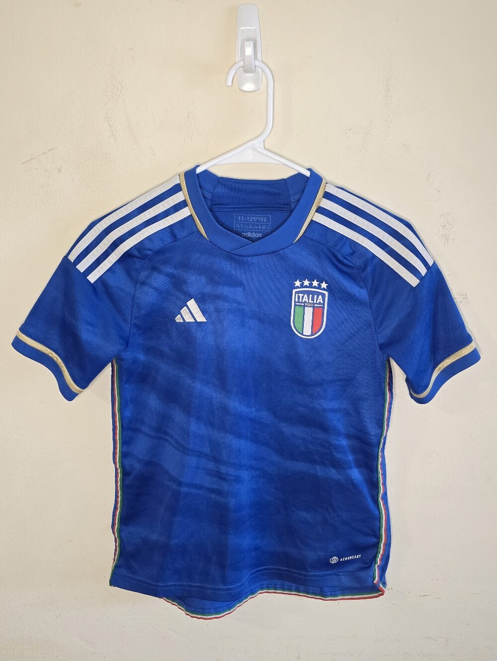 adidas Italy Soccer Jersey Youth Boys 11-12Y 152 Blue FIGC AEROREADY 24 Home Kit